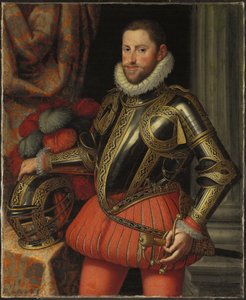 Porträtt av ärkehertig Ernst av Österrike, trekvartslängd, i rustning, c.1580