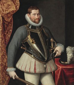 Rudolf II (romarnas kejsare) - Porträtt av Rudolf II av Österrike (1552-1612), den helige romerske kejsaren av Rota, Martino (ca 1520-1583). Olja på duk, storlek: 112x98,5, , Privat samling