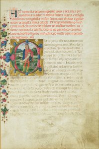 Historiserad initial C som föreställer profeten Daniel i ett landskap, ca 1471 av Martino di Giorgio da Modena