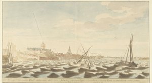 Utsikt över Nijmegen från Waal Nymegen te sien vande Waell (titel på objekt) av Martinus Berkenboom