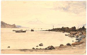 Utsikt mot Vesuvius från Procida av Martinus Rørbye