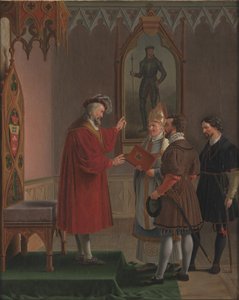 Adolf, hertig av Schleswig-Holstein, tackar nej till erbjudandet om att tillträda den danska tronen. Kopia efter C. W. Eckersberg