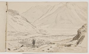 Bergslandskap med vandrare av Martinus Rørbye