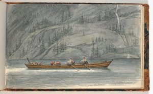 Fjordlandskap med roddbåt. Krøderen, Norge av Martinus Rørbye