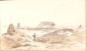 Dynlandskap vid Råbjerg kyrka av Martinus Rørbye