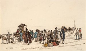 Studie för "Skeppsbron vid Horten i Christiania Fiorden" av Martinus Rørbye
