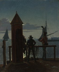 Utsikt från citadellvallarna i Köpenhamn vid månsken, 1839.