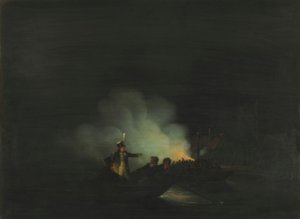 Nederländska: Matthijs Beelaerts, befälhavare för nationalgardet, överfart till Papendrecht natten till den 22 november 1813