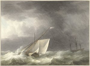 Två segelfartyg på ett turbulent hav