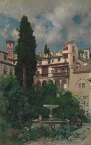 En spansk trädgård. av Martín Rico y Ortega