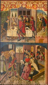 Saint Christopher tar avsked av kungen som fruktade Satan, Saint Christopher och hans konvertiter... av Martín de Soria