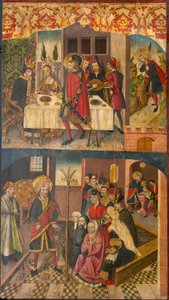 Saint Christopher tar avsked av kungen som fruktade Satan; Sankt Christopher och hans omvändare av Martín de Soria