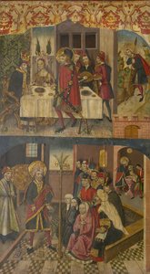 Saint Christopher tar avsked av kungen som fruktade Satan, Saint Christopher och hans konvertiter, 1480-85 av Martín de Soria
