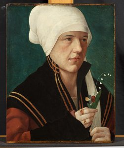 Porträtt av en kvinna som håller en liljekonvalj och en pensé, 1510-20