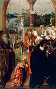 St. Jakobs kropp Införd drottning Lupa av Spanien, panel från St. Jakobs och St. Stefans altare