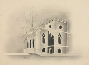 En gotisk kyrka vid månsken, 1840.