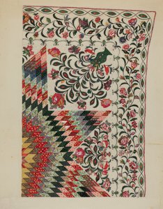 Patchwork och applikatäcke
