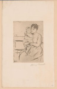 På banken Mamma och barn På bänken (titel på objekt) av Mary Cassatt (signed by artist)