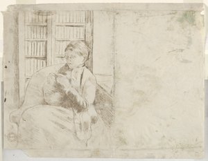 Stickning i biblioteket ago, c. 1881. av Mary Cassatt