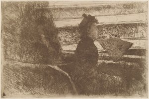 Lady in Black, in a Loge, Facing Right, ca. 1880. av Mary Cassatt