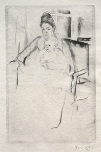 Mrs Gardner Cassatt och hennes bebis sitter nära ett fönster, ca. 1887. av Mary Cassatt