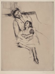 Reine och Margot sitter på en soffa nr 2, ca. 1902. av Mary Cassatt