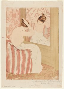 The Coiffure, 1890-1891. av Mary Cassatt
