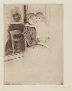 Spegeln, c. 1891. av Mary Cassatt