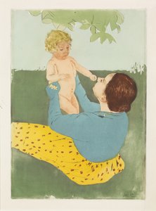 Under the Horse-Chestnut Tree, 1896-97 (torrnål och akvatint i färger) av Mary Cassatt