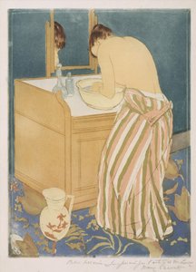 Kvinnabadning (La Toilette), 1890-1 (torrnål och akvatint) av Mary Cassatt