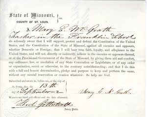 Loyalty oath of Mary E. McGrath of Missouri, County of St. Louis av Mary E. McGrath