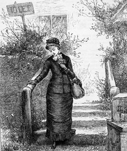 En kvinna tittar på huset för uthyrning av Mary Ellen Edwards