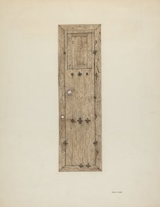 Kopparbesatt dörr en i ett par, ca. 1939.