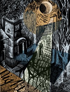 Natt, 2016 (vinylgravyr) av Mary Kuper