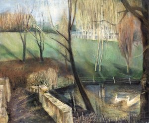 Pond, Kenwood, 2002 (olja ombord) av Mary Kuper