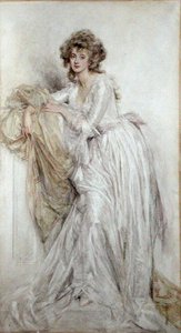 En edwardiansk dam (akvarell på papper) av Mary L. Gow