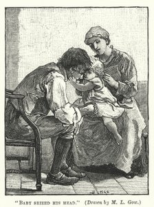 Silas Marner - Baby grep hans huvud (gravyr) av Mary L. Gow