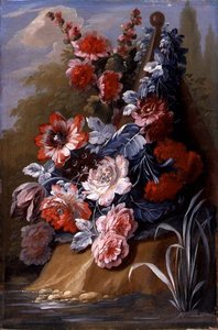 Stilleben av blommor (olja på duk) (par 121414)
