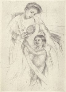 Titta in i en handspegel #3 (bläck) av Mary Stevenson Cassatt