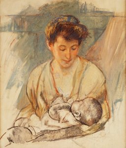 Mamma Rose tittar ner på sitt sovande barn, c.1900 av Mary Cassatt