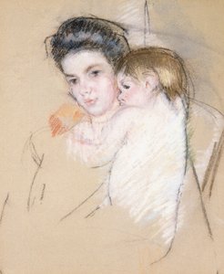Mor och nakent barn, av Mary Cassatt