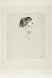 Bonde, mor och barn, ca 1895 (torrnål på elfenbenspapper) av Mary Stevenson Cassatt