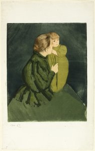 Bonde, mor och barn, ca 1895 (etsning  akvatint) av Mary Stevenson Cassatt