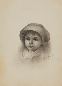 Utan titel (Huvud av ett barn med hatt) av Mary Vaux Walcott