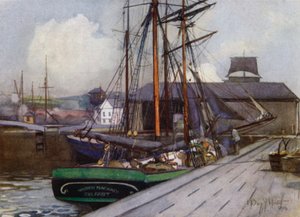 Ingång till Clyde and Forth Canal, Bowling (färg litho)