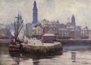 West Harbour, Greenock (färg litho)
