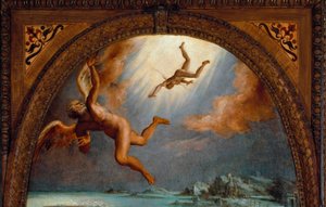 Ikaros fall, detalj (Målning