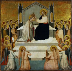 Jungfruns kröning - Jungfruns kröning - Maso di Banco (?-1348) - 1335-1340 - Tempera på panel - 51,2x51,7 - Szepmuveszeti Muzeum, Budapest