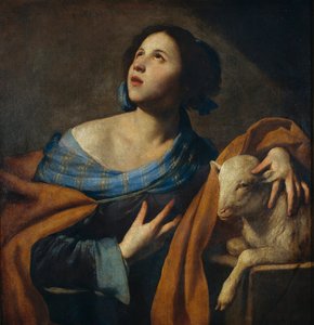 Sainte Agnes (Agnes de Rome, 290-303) - Målning av Massimo Stanzione (vers 1585-vers 1658) - 1635-1640 - Olja på duk - 83,5x75 - Museu Nacional d