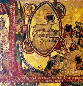 Lammet, som håller boken om de sju sigillen, älskat av de äldste, 1300-1400-talet